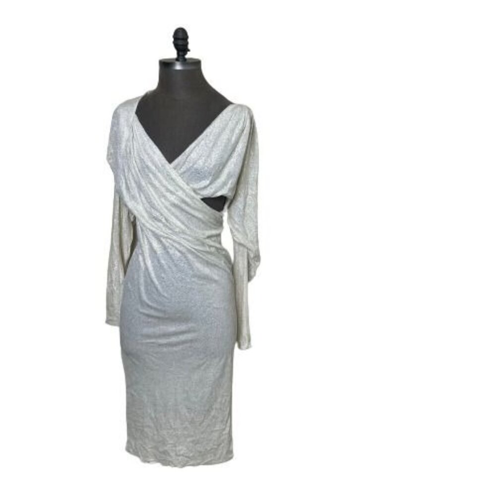 Vintage Moselle Beverly Hills Dress Size 2 Metallic Sparkle Cream Gold